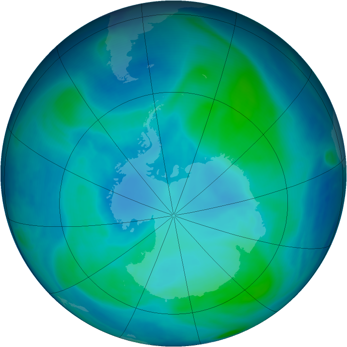 Antarctic ozone map for 11 February 2007